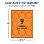 Avery Laser/Inkjet Multipurpose Circle Labels, 2.5" Dia., Bright Orange, 90/Pack (94502)~#|#~F1ED224A-935F-48BA-ABD6382B301DA99A_sc7