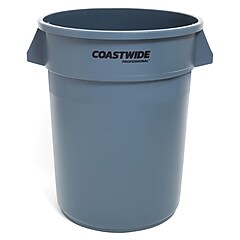 Coastwide Professional™ Plastic Trash Can with no Lid, Gray, 32