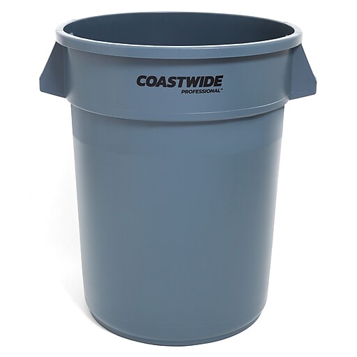 Coastwide Professional™ Plastic Trash Can with no Lid, Gray, 32 Gal