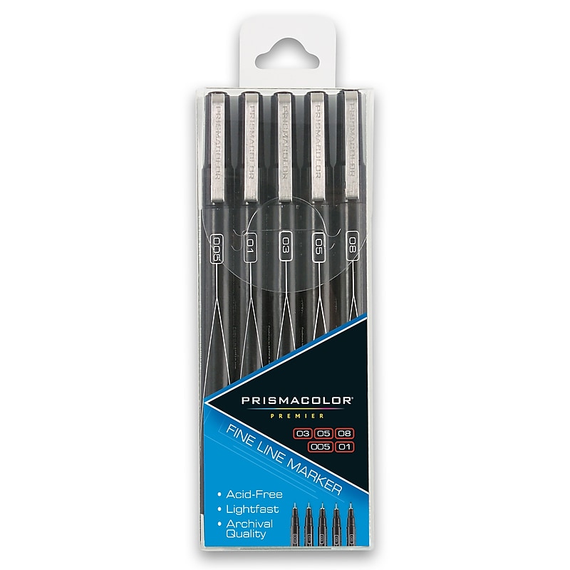 Prismacolor Premier Fine Line Illustration Marker, Assorted, 5/Pack (14171) image 1