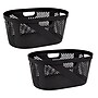 Mind Reader 10.57-Gallon Laundry Basket with Handles, Plastic, Black, 2/Set (2HHAMP40-BLK)~#|#~F200C017-BDBE-4E74-A7721771DC9FD929_sc7