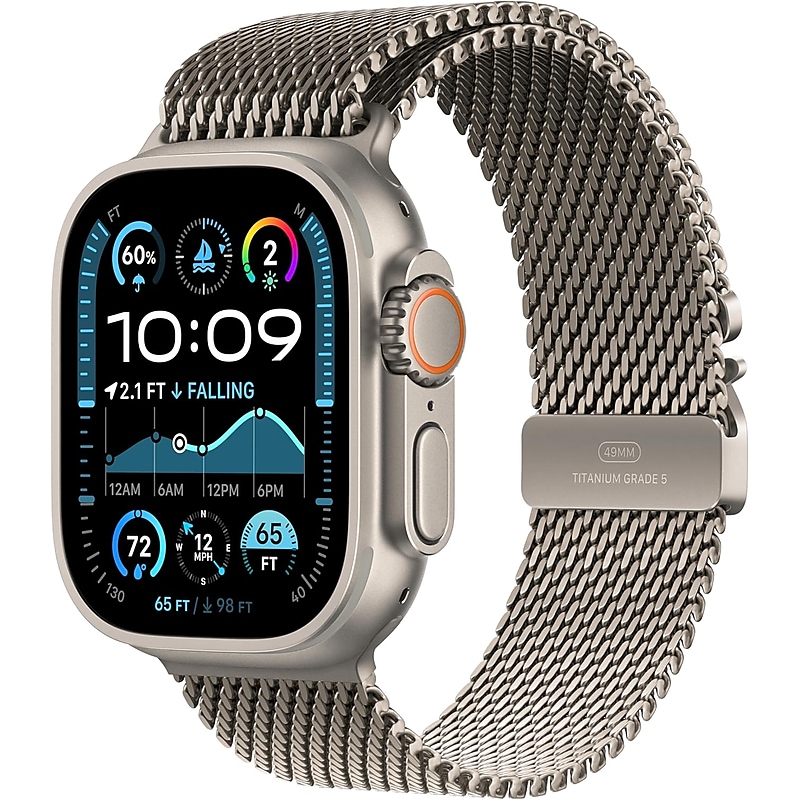 Apple Watch Ultra 2, GPS + Cellular, 49mm, Natural Titanium Case, Natural Milanese Loop (MX5R3LW/A) image 1