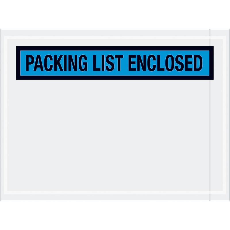 "Packing List Enclosed"Packing List Envelope, 4.5" x 6", Blue/Black, 1000/Carton (PL488) image 1