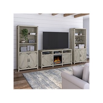 kathy ireland® Home by Bush Furniture Cottage Grove Fireplace TV Stand Bundle, Screens up to 70", Cottage White (CGR022CWH)