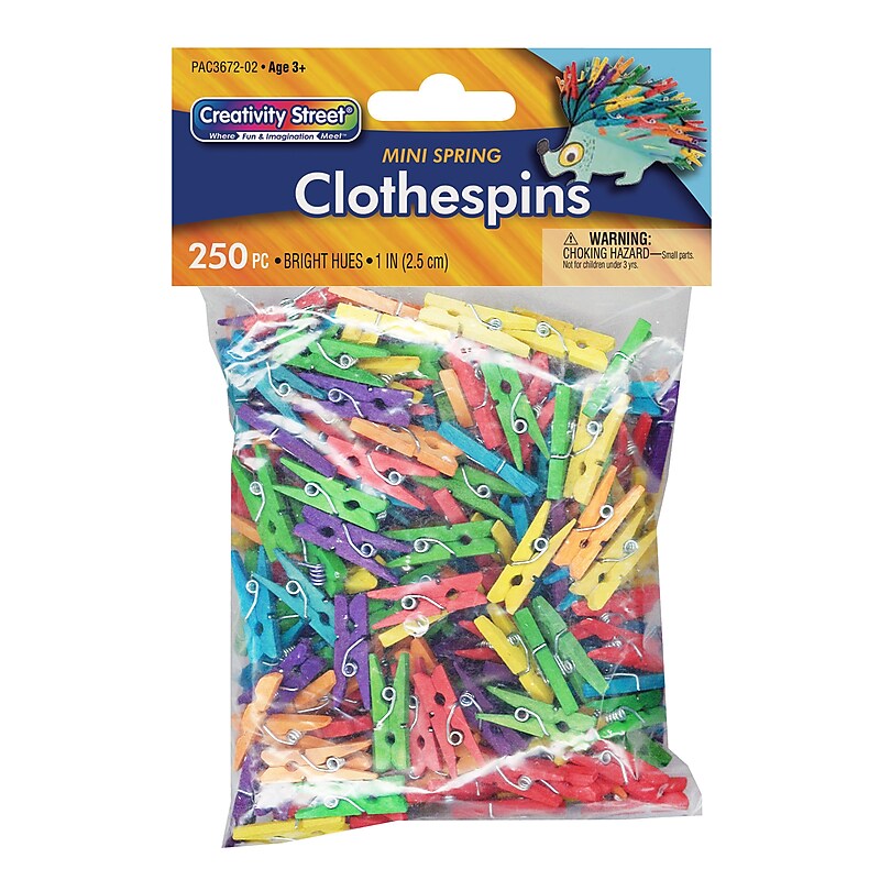 Creativity Street Mini Spring Clothespins, Assorted Colors, 250 Pieces (CK-367202) image 1