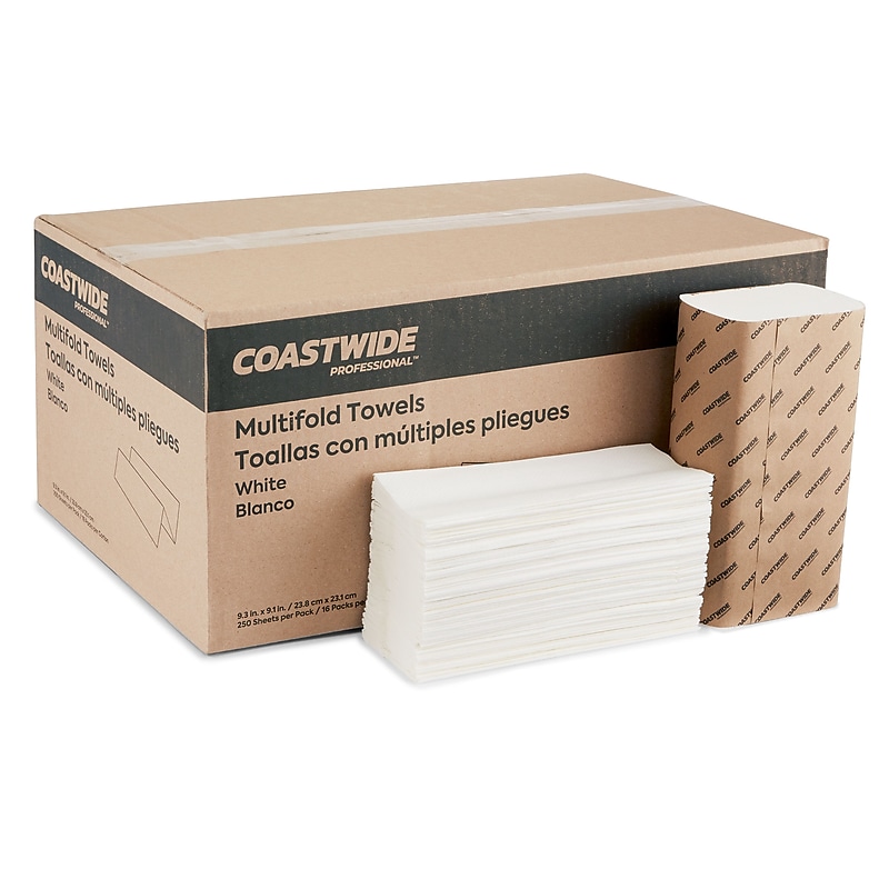 Coastwide Professional™ Multifold Paper Towels, 1-ply, 250 Sheets/Pack, 16 Packs/Carton (CW58045) image 1