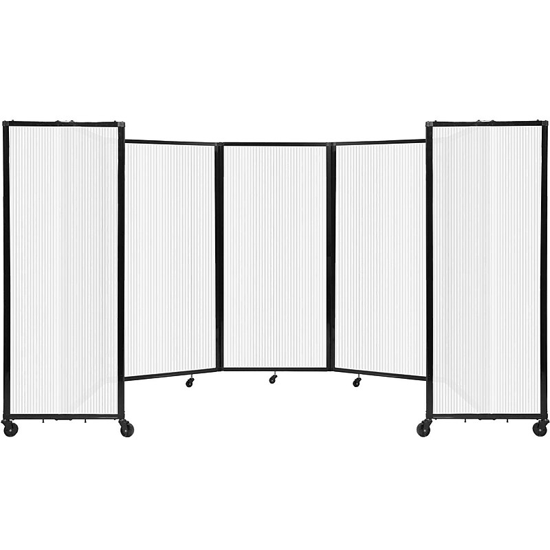 Versare The Room Divider 360 Freestanding Folding Portable Partition, 72"H x 168"W, Opal Fluted Polycarbonate (1272506) image 1