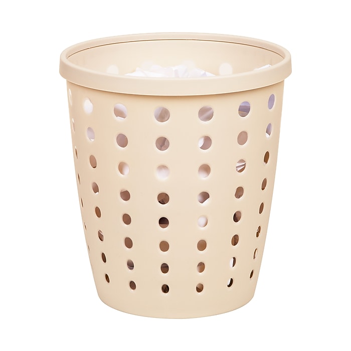 Staples Plastic Trash Can, 2.8 Gallon, Warm White (ST63897) | Staples