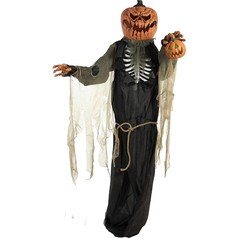 Haunted Hill Farm Life-Size Poseable Pumpkin Man (HHPUMP-2FLS) image 1