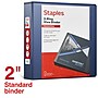 Staples 2" 3-Ring View Binder, D-Ring, Navy Blue (26445-CC)~#|#~F237100D-B725-4E62-8ECEADEAC160D7AF_sc7