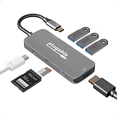 Plugable USB C Hub Multiport Adapter, 7-in-1 Hub, 87W Charging