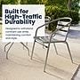 Flash Furniture Lila Glass Top Metal Table with 2 Stack Chairs, 23.75'' Square Silver (TH0731SQ017CBK2)~#|#~F23B2777-0158-44DF-916AF87C4ED6A084_sc7