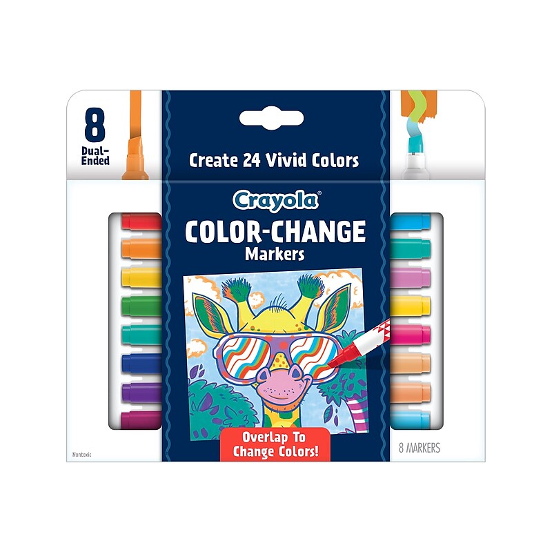Crayola Color-Change Dual-End Markers, Chisel Tip, Assorted Colors, 8/Pack (588315) image 1