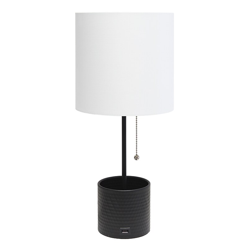 Creekwood Home 18.5" LED Table Lamp with USB Port, Black (CWT-1007-BK) image 1