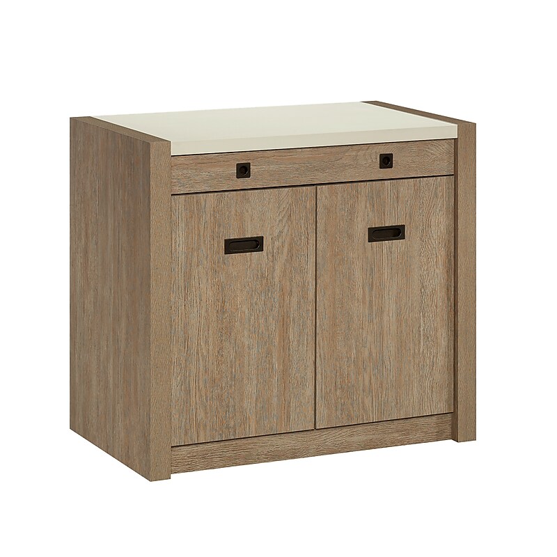 Sauder Dixon City 30"H Storage Cabinet with 2 Shelves, Brushed Oak (432888) image 1