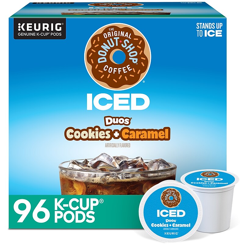 The Original Donut Shop Iced Duos Cookies + Caramel Iced Coffee Keurig® K-Cup® Pods, Medium Roast, 96/Carton (5000373021CT) image 1