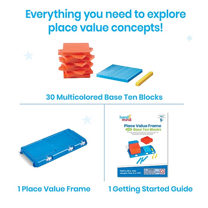 hand2mind Place Value Frame with Base Ten Blocks (96993) | Staples