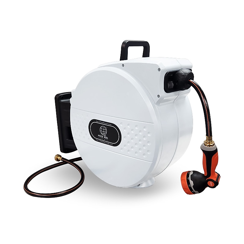 Hose Reel Pro Heavy Duty Retractable Garden Hose Reel, 1/2" x 100', White (GHR-1/2-WH-100) image 1