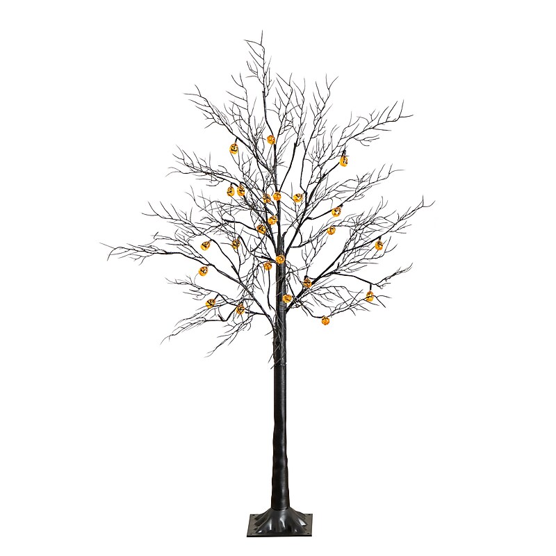 Nearly Natural Pre-Lit Artificial Halloween Black Twig Tree, 4' (T5361) image 1