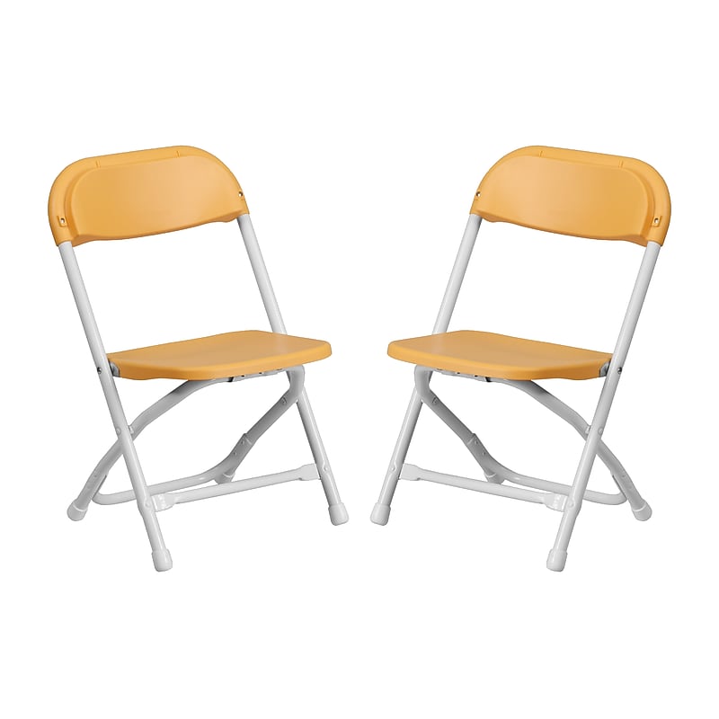 Flash Furniture Plastic Kids Folding Chair, Yellow, 2 Pieces (2YKIDYL) image 1