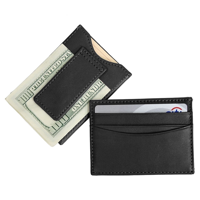 Royce Leather Magnetic Money Clip Wallet, Black image 1