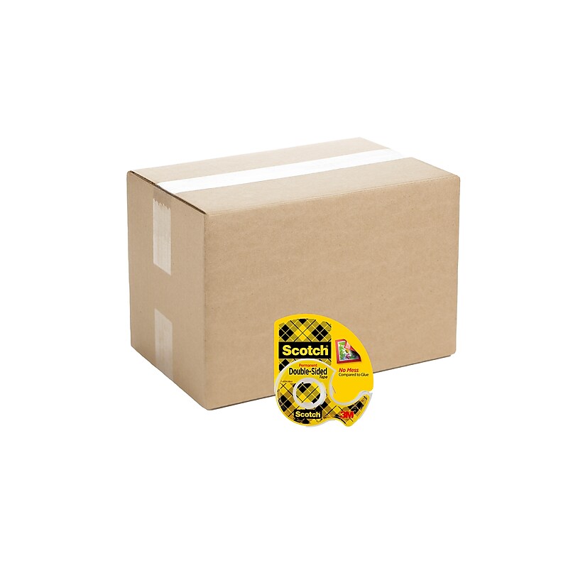 Scotch Permanent Double Sided Tape Refill, 0.5" x 12.5 yds., 1"Core, Clear, 72/Roll (137CT) image 1