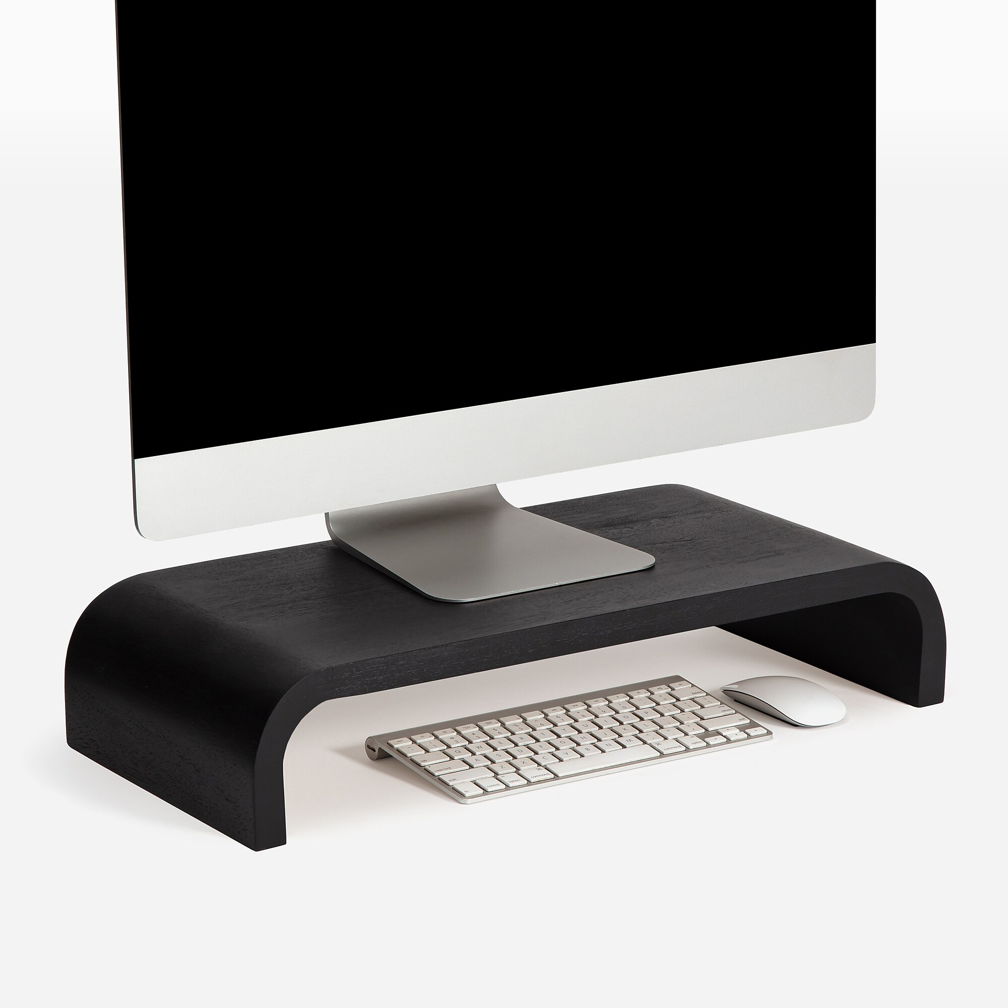 Anji Mountain Mango Wood Monitor Stand, Up to 32″ Monitor, Black (MS-CRV-BLK) Sansujyuku sansujyuku.com
