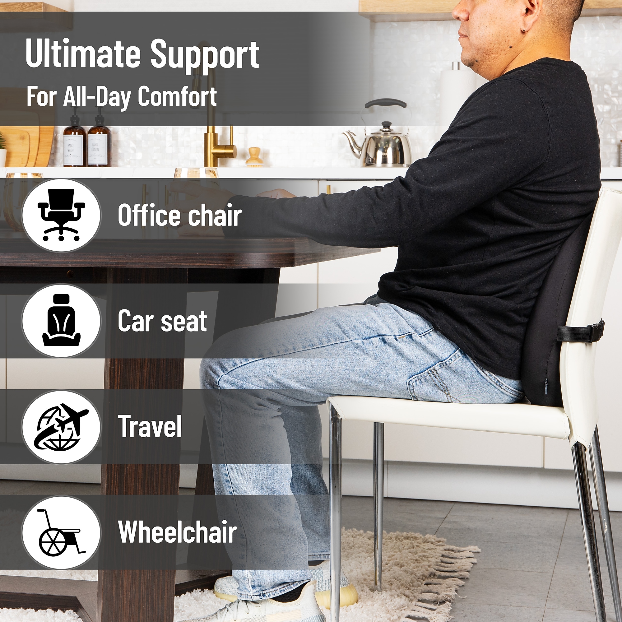 Mind Reader Memory Foam Lumbar Support Pillow Office Chair Back Cushion, Black (BBACK-BLK) Sansujyuku sansujyuku.com