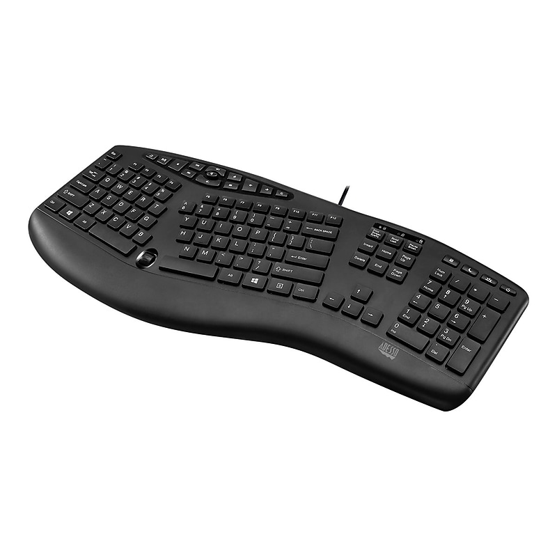 Adesso Tru-Form Media Ergonomic Keyboard, Black (AKB-160UB) image 1