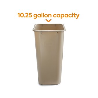 Coastwide Professional™ Indoor Trash Can Without Lid, Beige Soft Molded Plastic, 10.25 Gallon (CW56434)