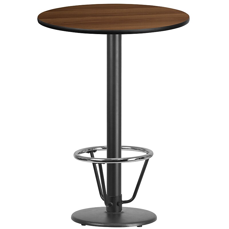 Flash Furniture 30" Round Laminate Table Top with Round Base, Walnut (XURD30WATR18B3F) image 1