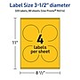 Avery Laser/Inkjet Round Multipurpose Labels, 3.5" Dia., Bright Yellow, 320/Box (94514)~#|#~F2CE918E-17C3-4A61-8F4DAAC392BE080F_sc7