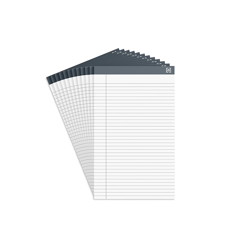 TRU RED™ Notepads, 8.5" x 14", Wide Ruled, White, 50 Sheets/Pad, 12 Pads/Pack (TR57372) image 1