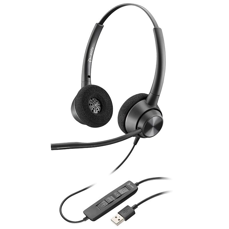 Poly EncorePro 310 USB-A Noise Canceling Monaural Headset, Black (767G1AA) image 1