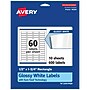 Avery Laser/Inkjet Rectangle Multipurpose Labels, 1.75"  x 0.5", Glossy White, 600/Pack (94204)~#|#~F2D43F20-555D-474C-B3C42395D8EAFA23_sc7