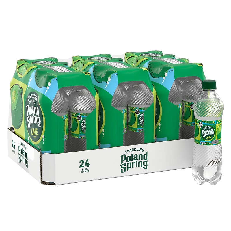 Poland Spring Zesty Lime Flavored Sparkling Water, 16.9 oz., 24/Carton (12349570/122058) image 1