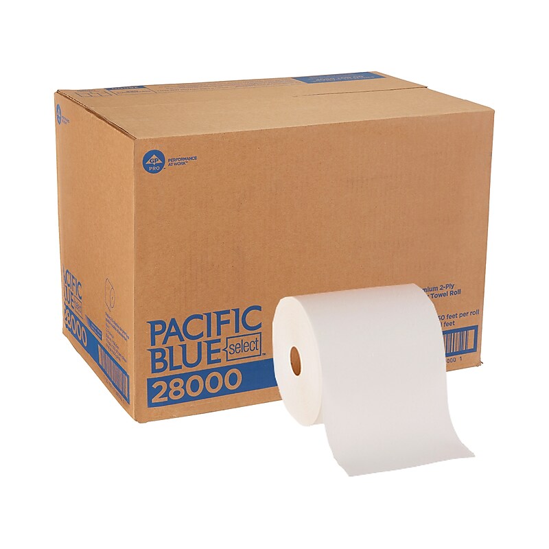 Pacific Blue Select Premium Hardwound Paper Towels, 2-ply, 350 ft./Roll, 12 Rolls/Carton (28000) image 1
