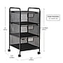 Mind Reader 3-Removable Drawer Multi-Purpose Rolling Storage Cart with Wheels, Metal, Black (3VERTM-BLK)~#|#~F2D8E444-2F8E-4CE4-9AE0F0C13E6C59BB_sc7