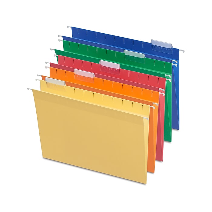 Staples® Heavy Duty Bright Colored Hanging File Folders, 1/5-Cut