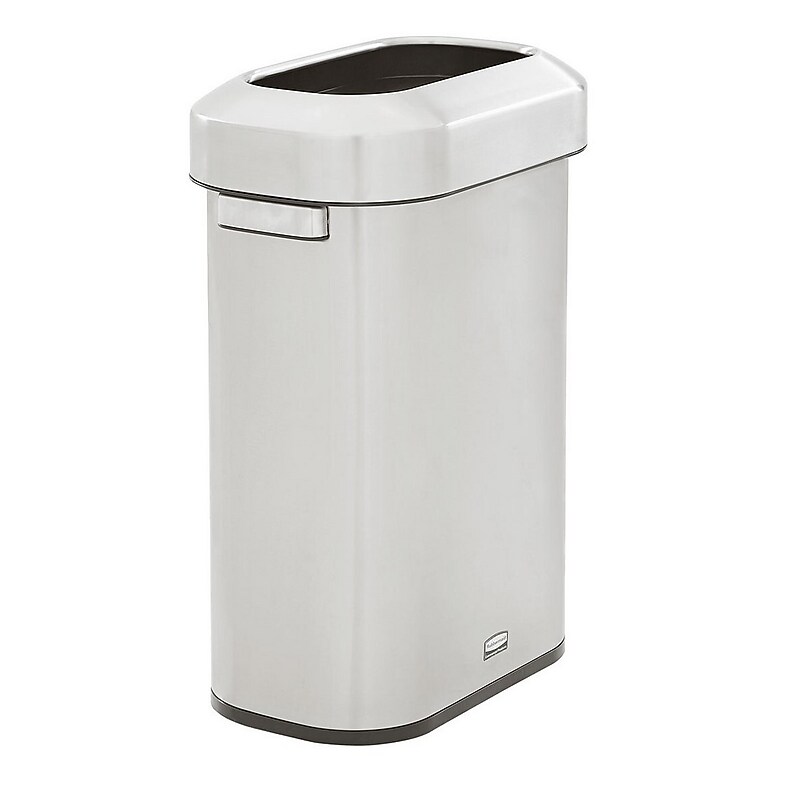 Rubbermaid Refine Stainless Steel Indoor Trash Can with Open Lid, 15 Gallon, Silver (2147581) image 1