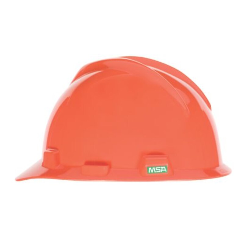Mine Safety Appliances V-Gard Polyethylene 4-Point Pinlock Suspension Short Brim Hard Hat, Orange (463945) image 1
