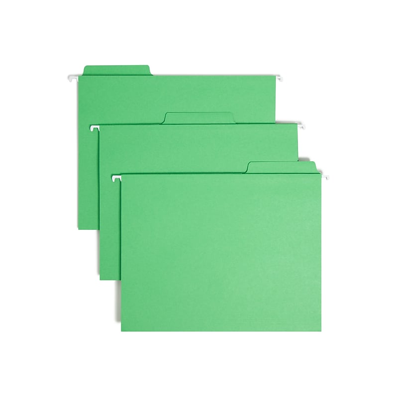 Smead FasTab Hanging File Folders, 1/3-Cut Tab, Letter Size, Green, 20/BX (64098) image 1