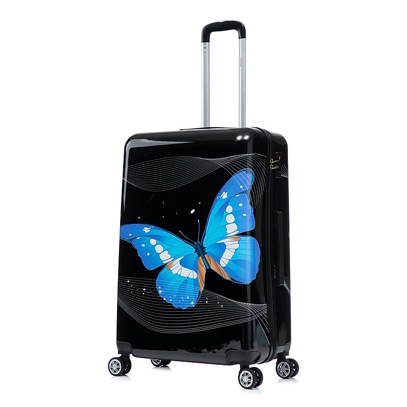 InUSA 28" Hardside Butterfly Suitcase, 4-Wheeled Spinner, TSA Checkpoint Friendly, Black Butterfly (IUAPC00L-BBU) image 1