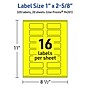 Avery Rectangle Multipurpose Labels, 1" x 2-5/8", Neon Yellow, 320/Pack (94201)~#|#~F30F0CFA-CC43-47EC-9BF079C351B3C553_sc7