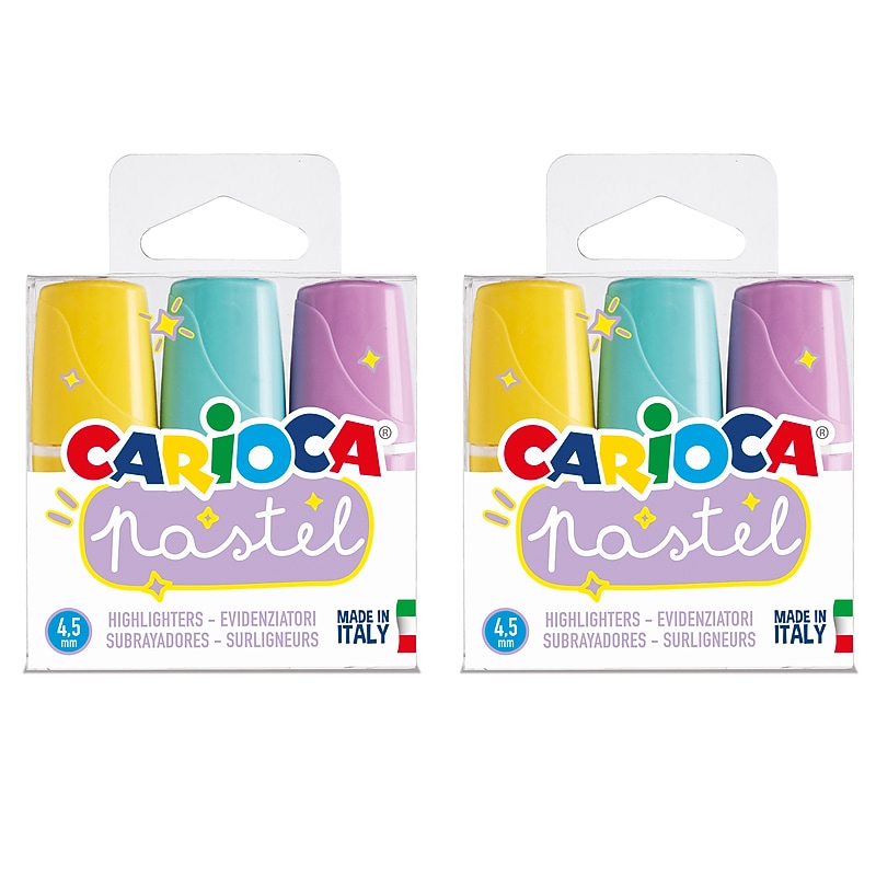 CARIOCA Pastel Highlighters, Chisel Tip, Assorted Colors, 3/Pack, 2/Bundle (CRA43168-2) image 1
