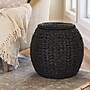 Household Essentials Handwoven Water Hyacinth Barrel Wicker Storage Basket Side Table, Black (ML-4230)~#|#~F30FE29F-B27F-4F02-B1B6EAC45E40A9B7_sc7