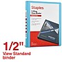 Staples 1/2" 3-Ring View Binder, D-Ring, Teal (55422/26429)~#|#~F312770F-2336-4F97-82DF8719CF5F4B95_sc7