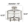 Lalia Home 3-Light 13" Farmhouse Glass and Metallic Accented LED Semi-flushmount, Brushed Nickel (LHM-1000-BN)~#|#~F3129341-8BE0-4A62-A6FB1CF12801F724_sc7