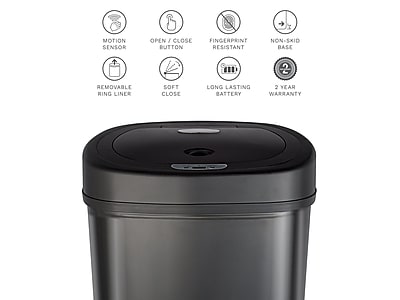 Nine Stars 13gal Motion Sensor Oval Shape Stainless Steel Trash Can - Thumbnail 5