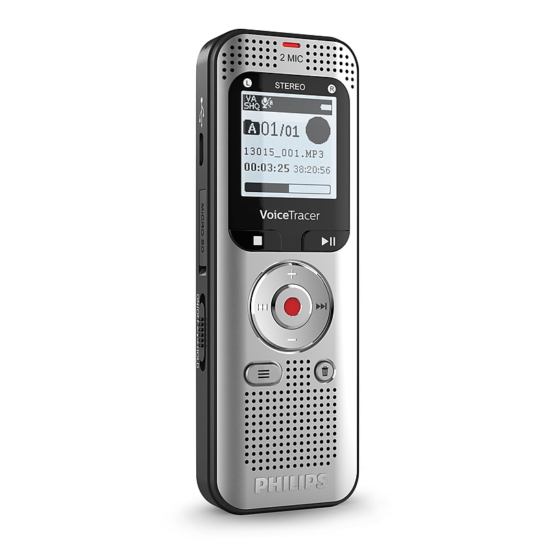 Philips VoiceTracer Digital Voice Recorder with Sembly Speech to Text, 8GB, Silver (DVT2015) image 1